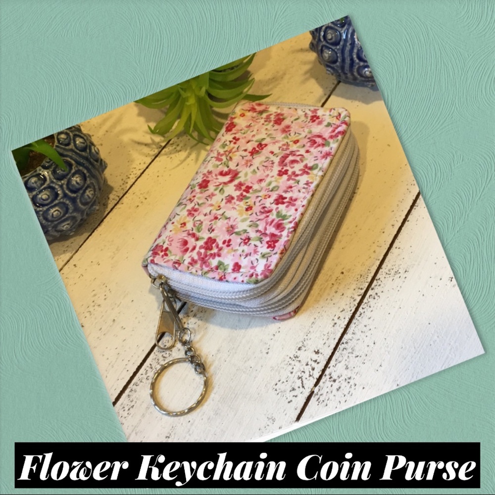 Pink Flower Coin Purse Key Chain